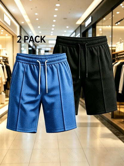 Men's Casual Summer Sports Shorts 2-Pack in Solid Colors