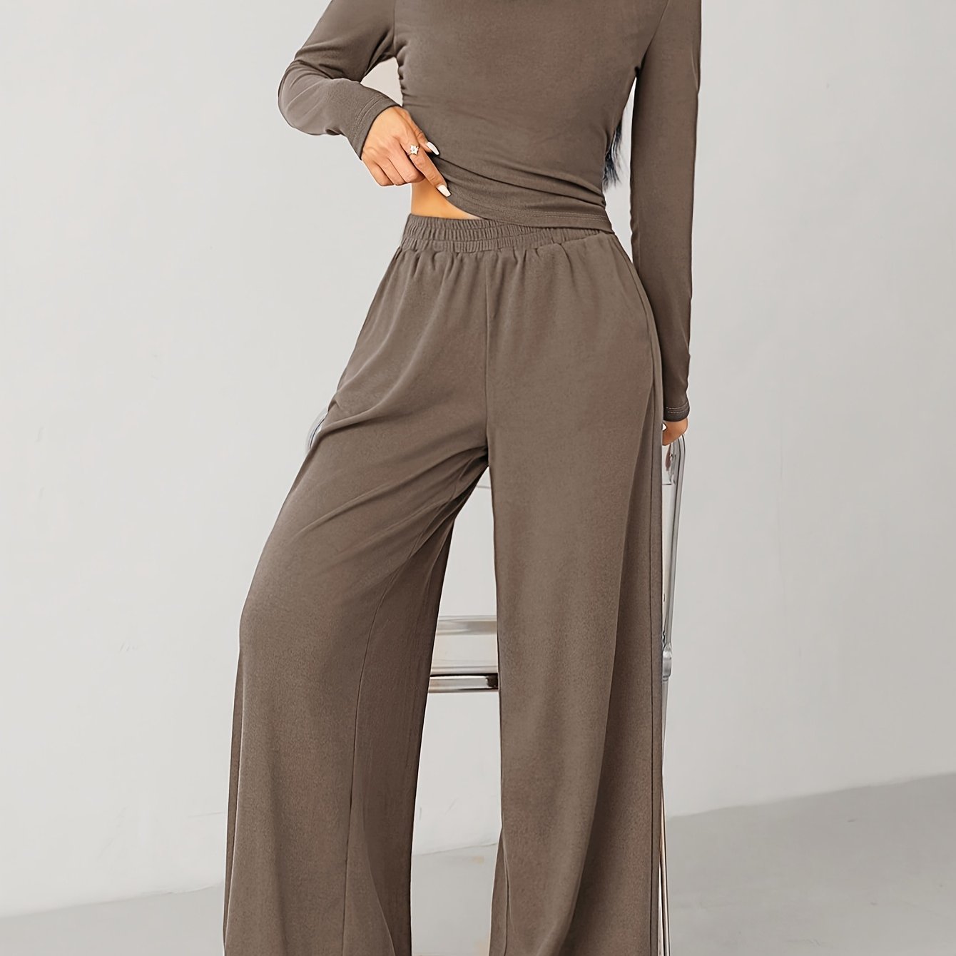 Relaxed Fit Women's Flared Pants Two-Piece Fashion Irregular Home Set