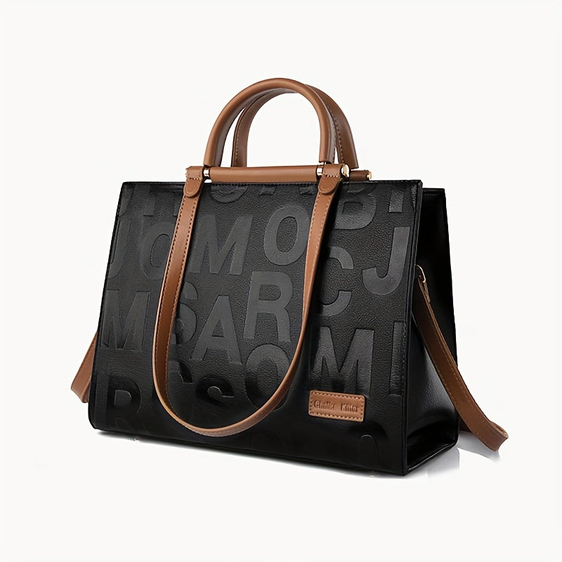 Women's Large Capacity Minimalist Black PU Crossbody Bag