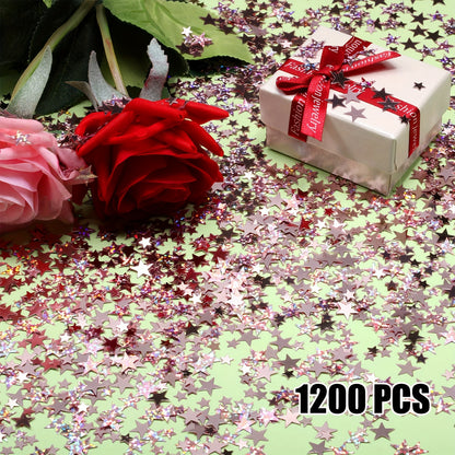 1200/2800pcs Sparkling Star-Shaped Confetti - Golden & Rose Golden Plastic Party Decorations for Halloween, Christmas, Weddings, Birthdays, Graduations, and Holiday Celebrations, Festive Table Decorations, Celebration Accesso