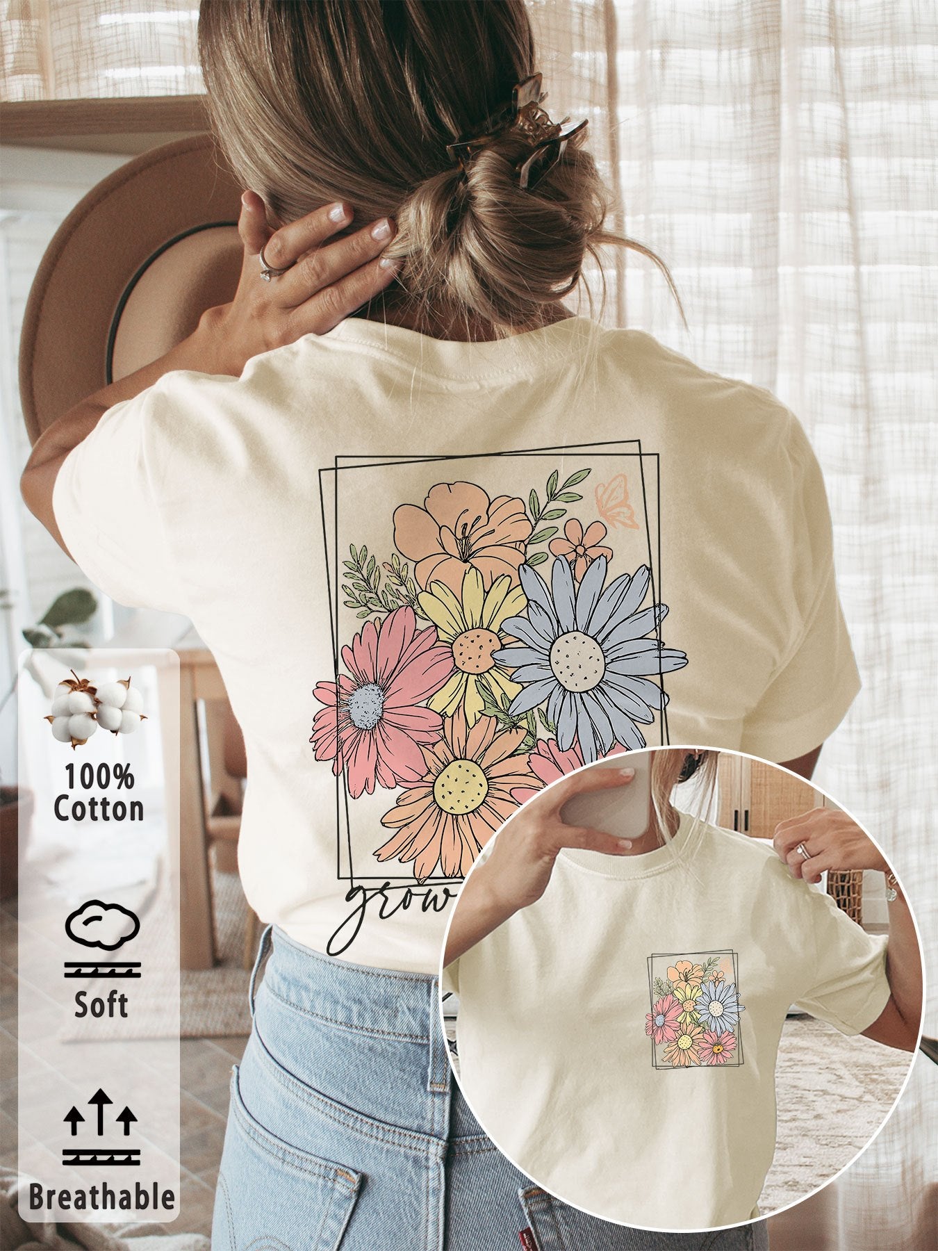 Women's Casual Cotton Graphic Crew Neck T-Shirt for Spring & Summer