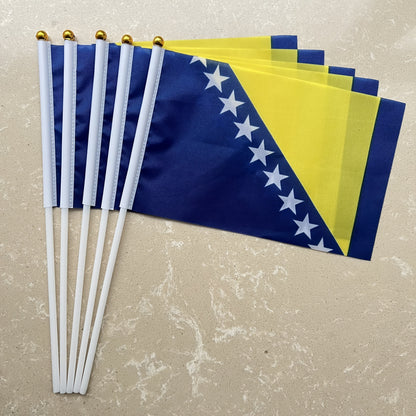 Bosnian Handheld Polyester Flag for Outdoor Use