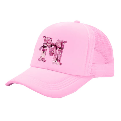 Kids Pink Mesh Bowknot Baseball Cap Breathable Lightweight