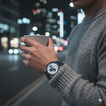 Men’s Quartz Business Watch with Panda Dial and Stainless Steel Case