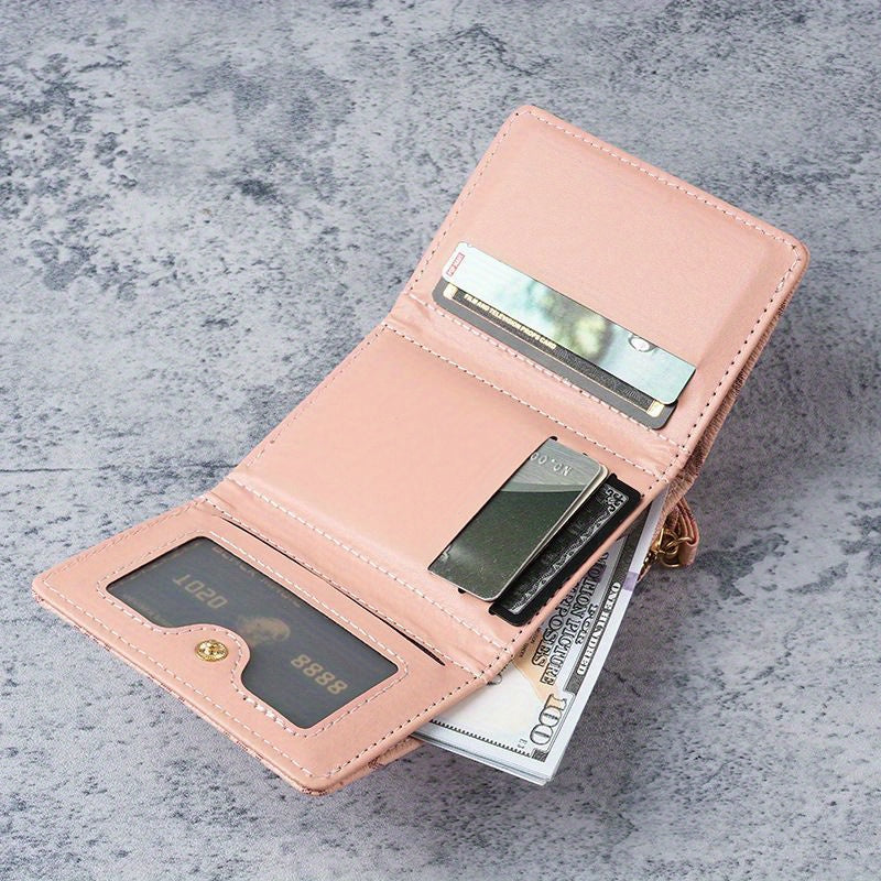 2025 New Women'S Wallet Short Style European and American PU High-end Coin Purse Printed Multi-card Slot Small Wallet Money Clip Card Holder