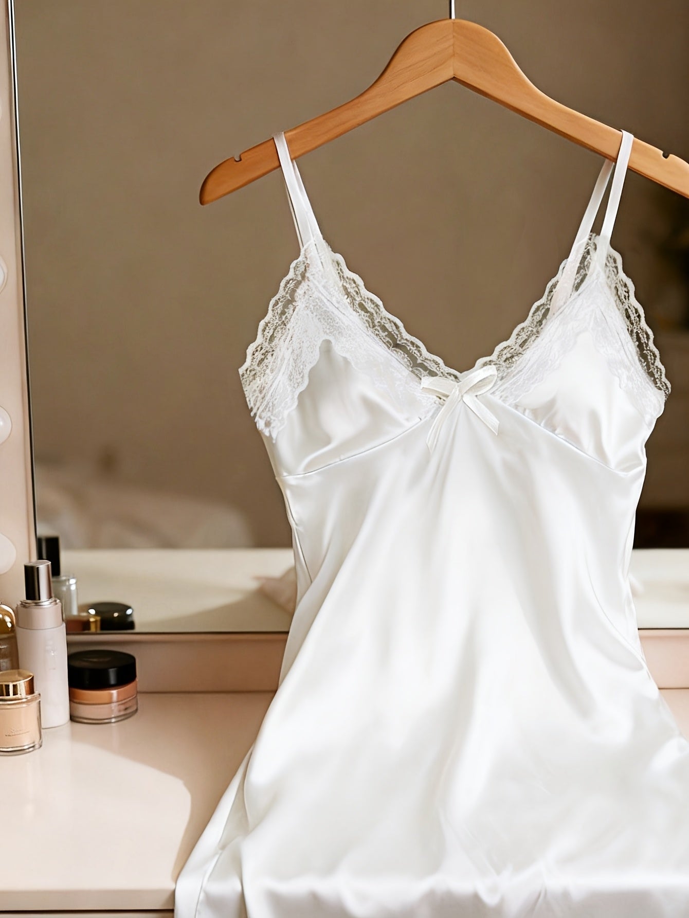 Elegant Lace Deep V Slip Dress with Spaghetti Straps