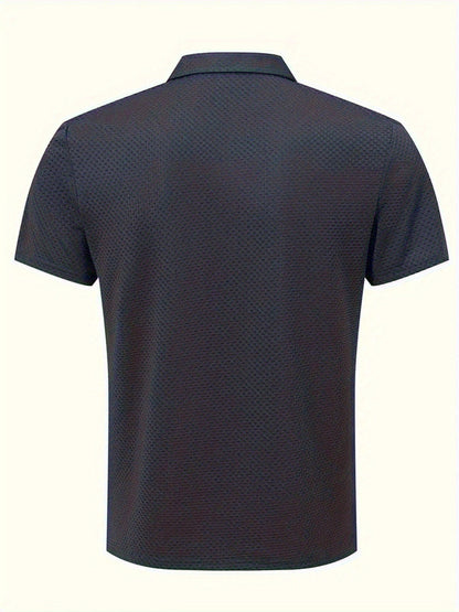 FS1128 Style Men'S Jacquard Polo Shirt with Unique Print Patterns, Casual Short Sleeves, Summer Fashion, Breathable Embossed Top, a Perfect Gift - ayq