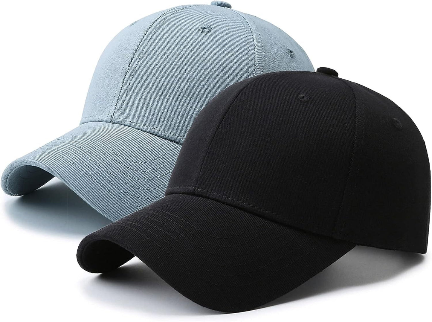 2 Pack Lightweight Baseball Caps for Men & Women - 100% Polyester Golf Dad Hats with 6-Panel Design, Breathable Unisex Casual Hats for Father’s Day, Golf, Sports & Outdoor Activities (Grey & Black), Father's Day Gift, Versa