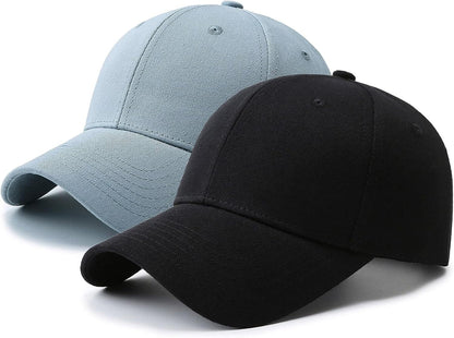 2 Pack Lightweight Baseball Caps for Men & Women - 100% Polyester Golf Dad Hats with 6-Panel Design, Breathable Unisex Casual Hats for Father’s Day, Golf, Sports & Outdoor Activities (Grey & Black), Father's Day Gift, Versa