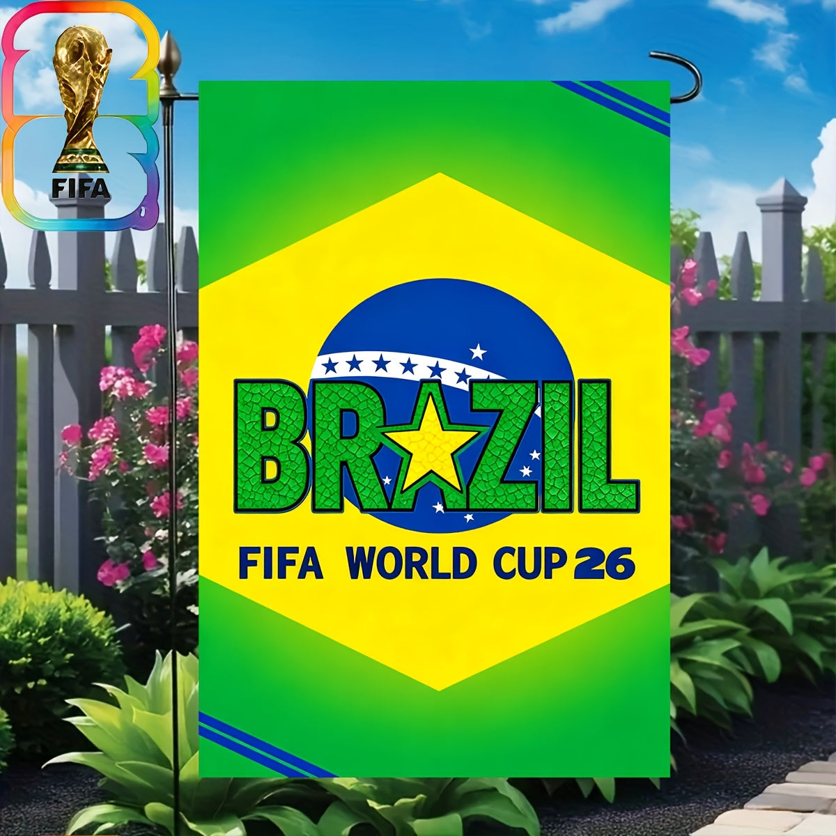 Brazil World Cup Linen Outdoor Flag - Multipurpose Garden Decor