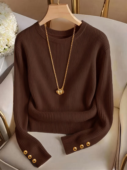 Elegant Ladies' Solid Color T-Shirt for Spring and Fall