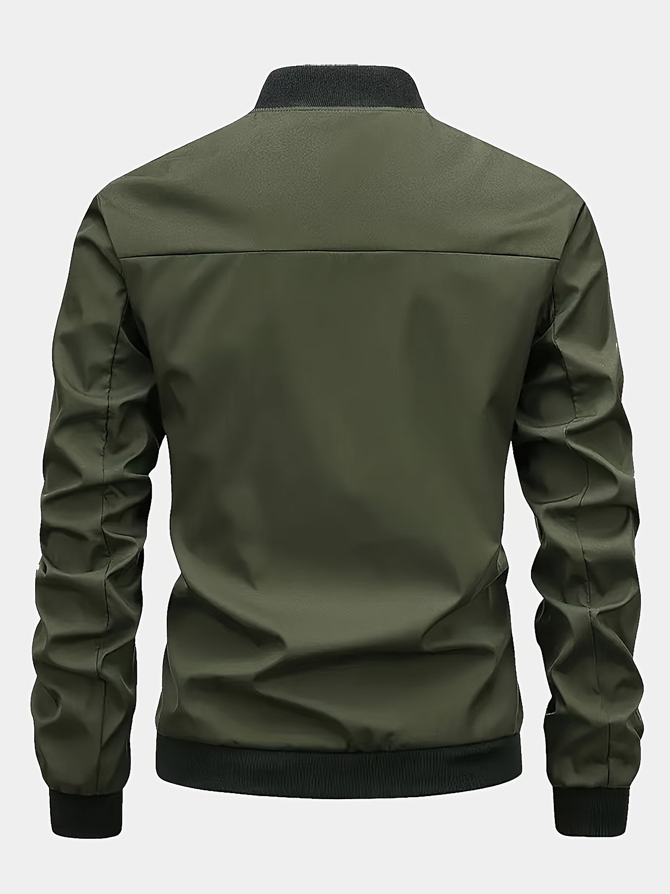 Men's Casual Baseball Jacket Solid Color Sports Zipper Coat