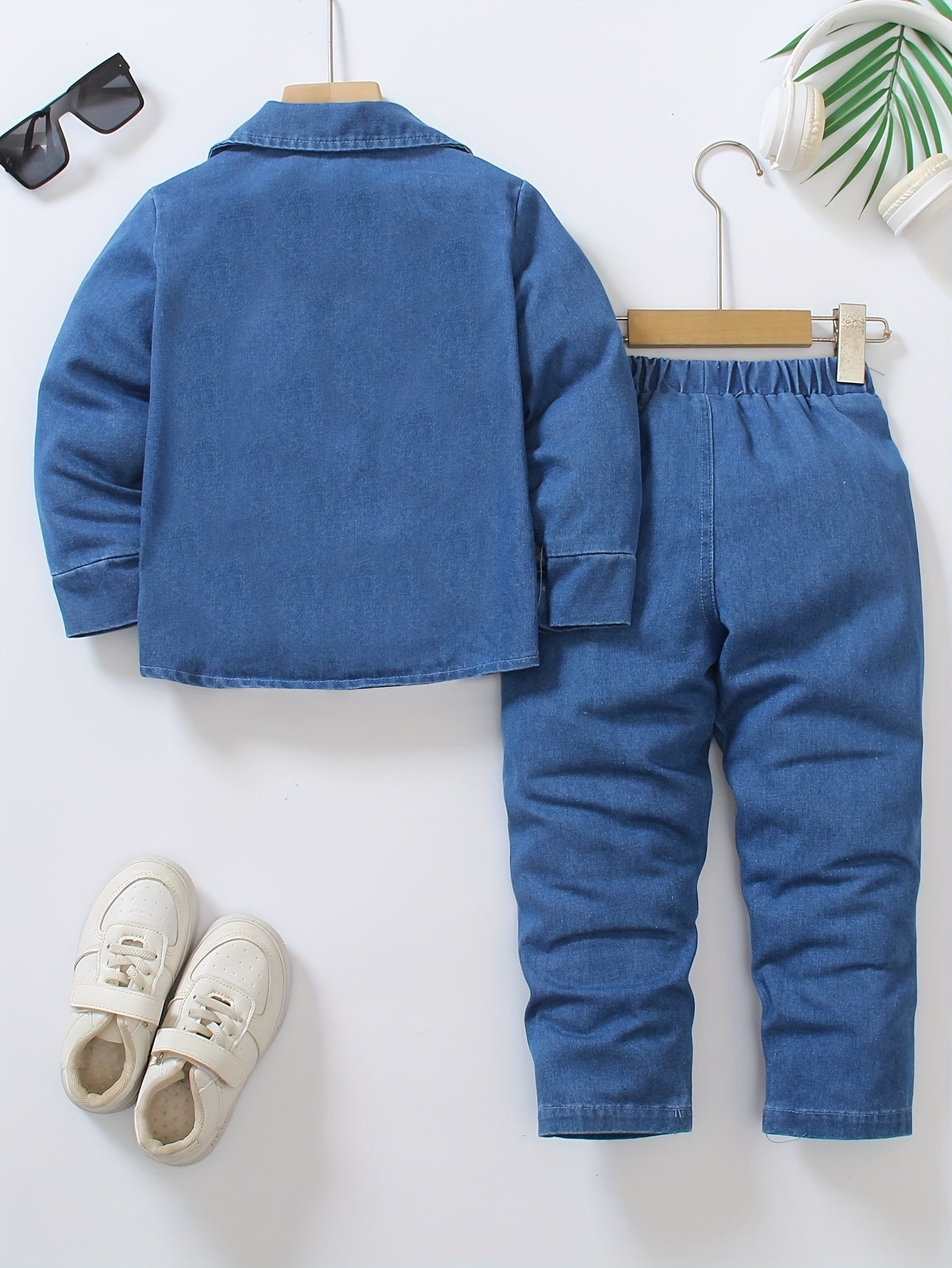 Boys' Casual Denim Set with Long Sleeves for Spring & Fall