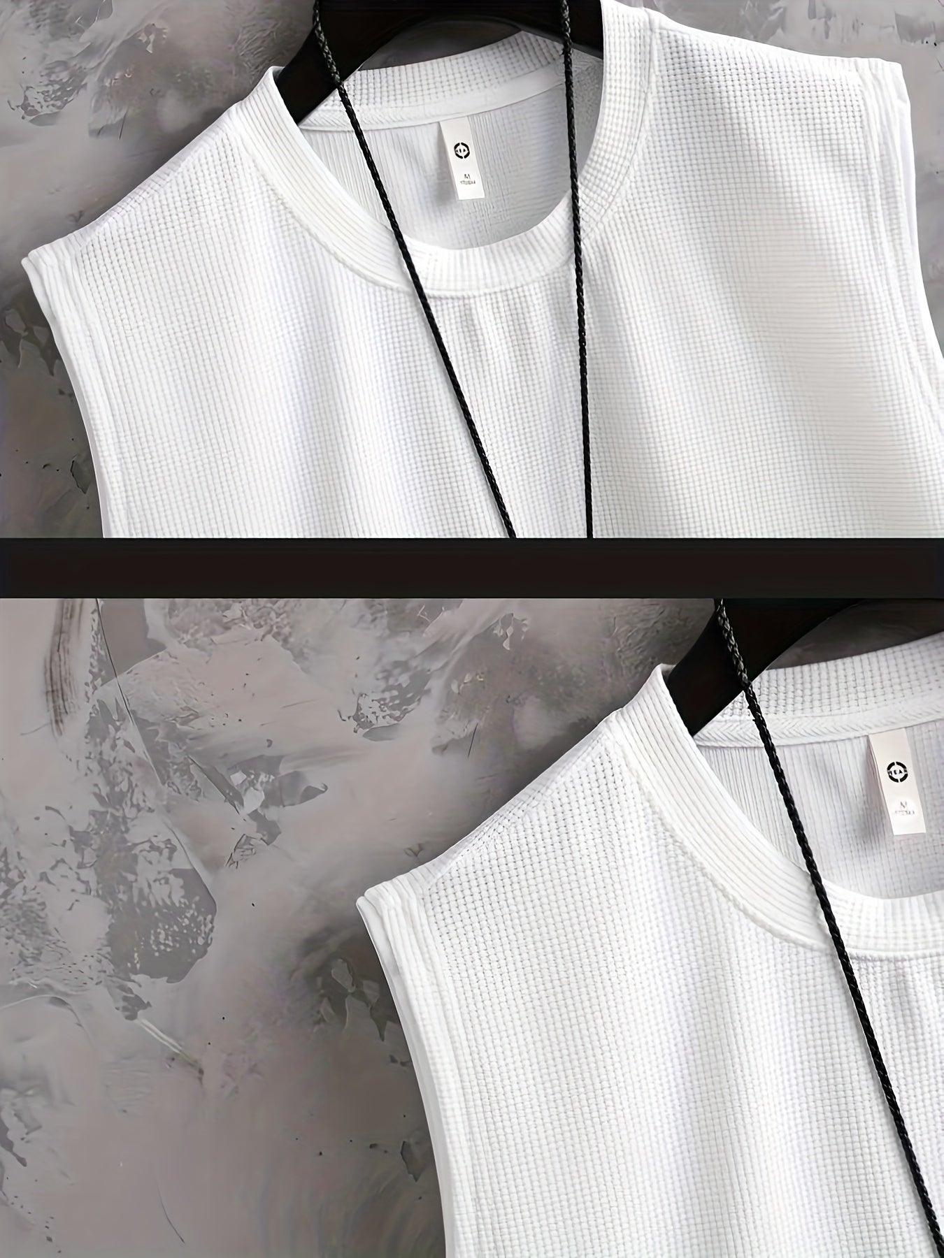 Summer Men's waffle vest set, casual fashion fake two-piece sleeveless vest and casual shorts two-piece set, sports set, breathable, soft and comfortable