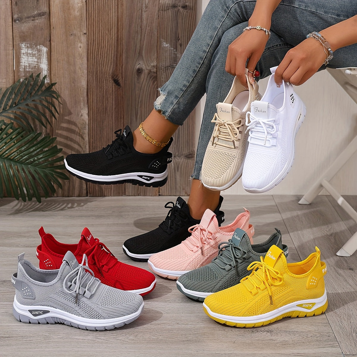 ZOSIVC Cheap Women's Shoes, Slip-on Sneakers for Women, White and Black Comfortable Summer Casual Beach, Vacation, Camping & Casual Attire Shoes | Mesh Upper Ladies' Sneakers - Gifts