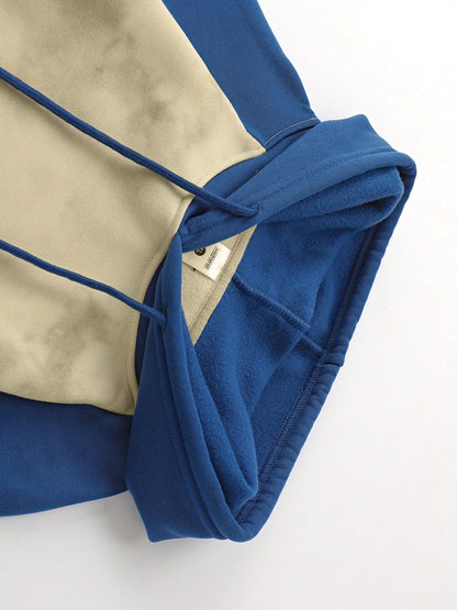 A New Trendy Color-Blocked Hoodie with Raglan Sleeves And Loose-Fitting Cargo Pants Featuring Multiple Pockets, Perfect for Casual Everyday Wear. This Breathable Hoodie And Loose Long Pants Set Comes in a Two-Piece Print Desi