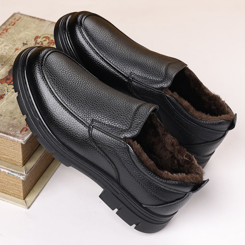 Men's Casual Leather Loafers with Warm Winter Interior
