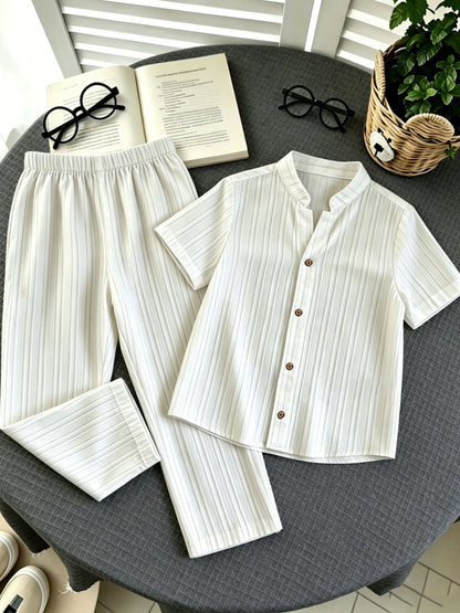 Boys' Vintage Chinese-Style Summer Set with Breathable Fabric