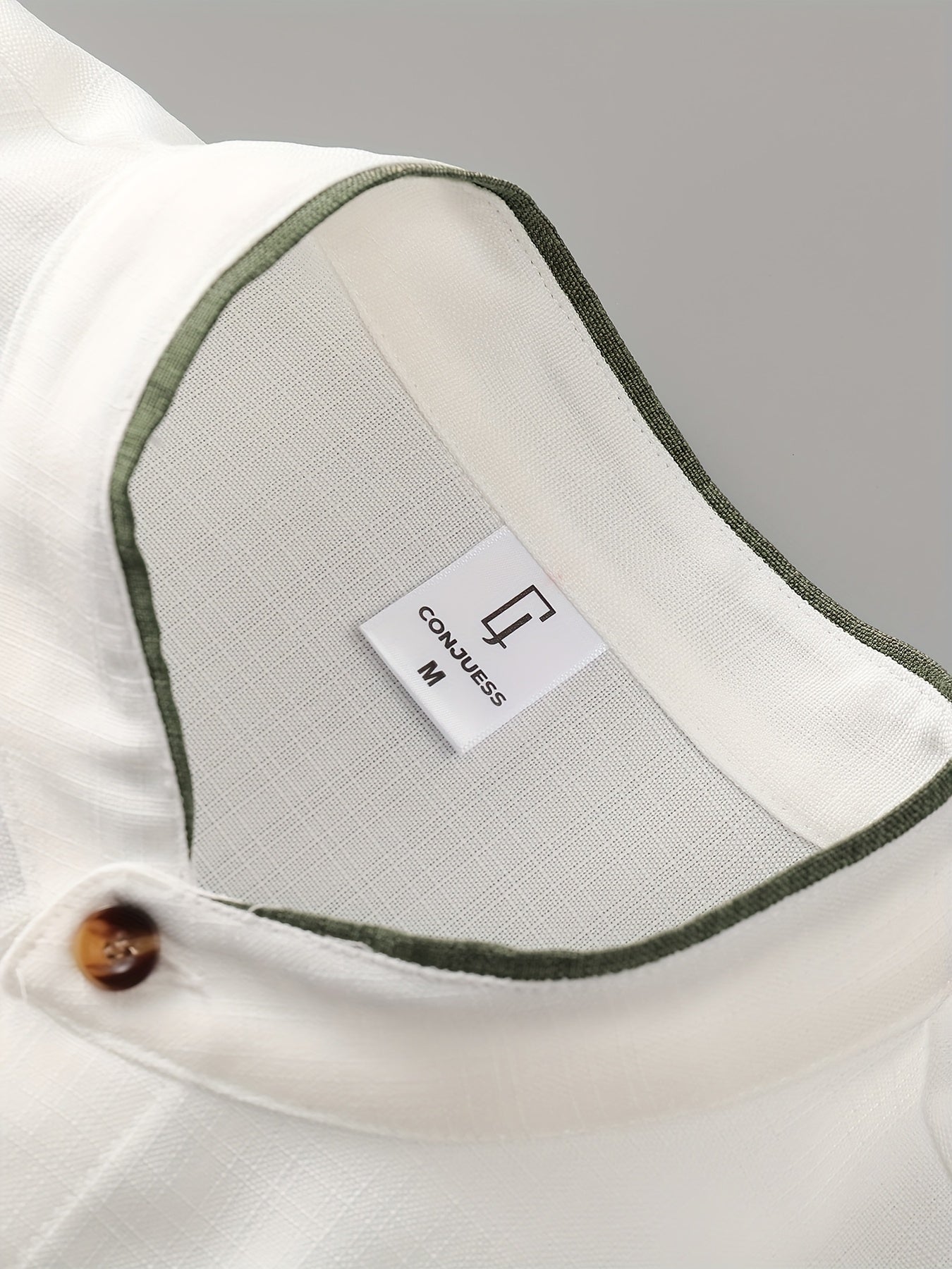 Men'S Casual Solid Color Two-Tone Suit with Stand Collar, Three-Color Imitation Linen, Exquisite Button, Double Short, Solid Color Set
