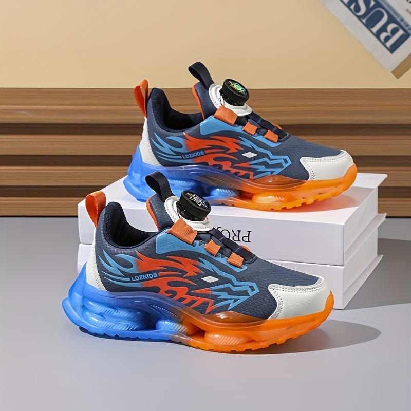 boys' High Quality Faux Sneakers - Rotating Buckle, Breathable & Non-Slip for Boys & Girls - Perfect for Running & Casual Attire dragon school day