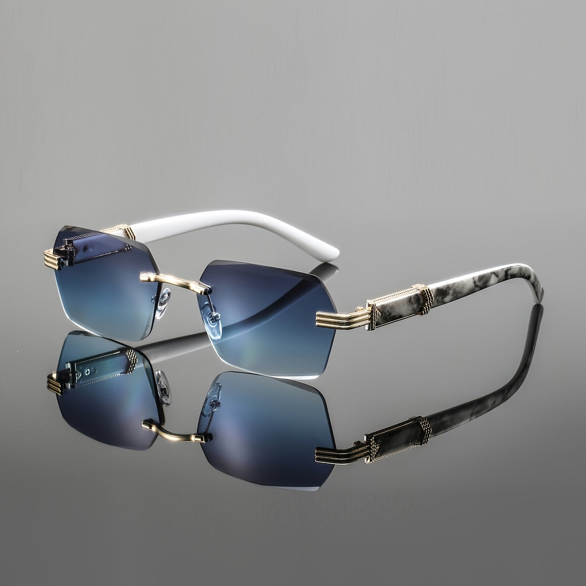 Men's Lightweight Metal Rimless Square Eyeglass Frames