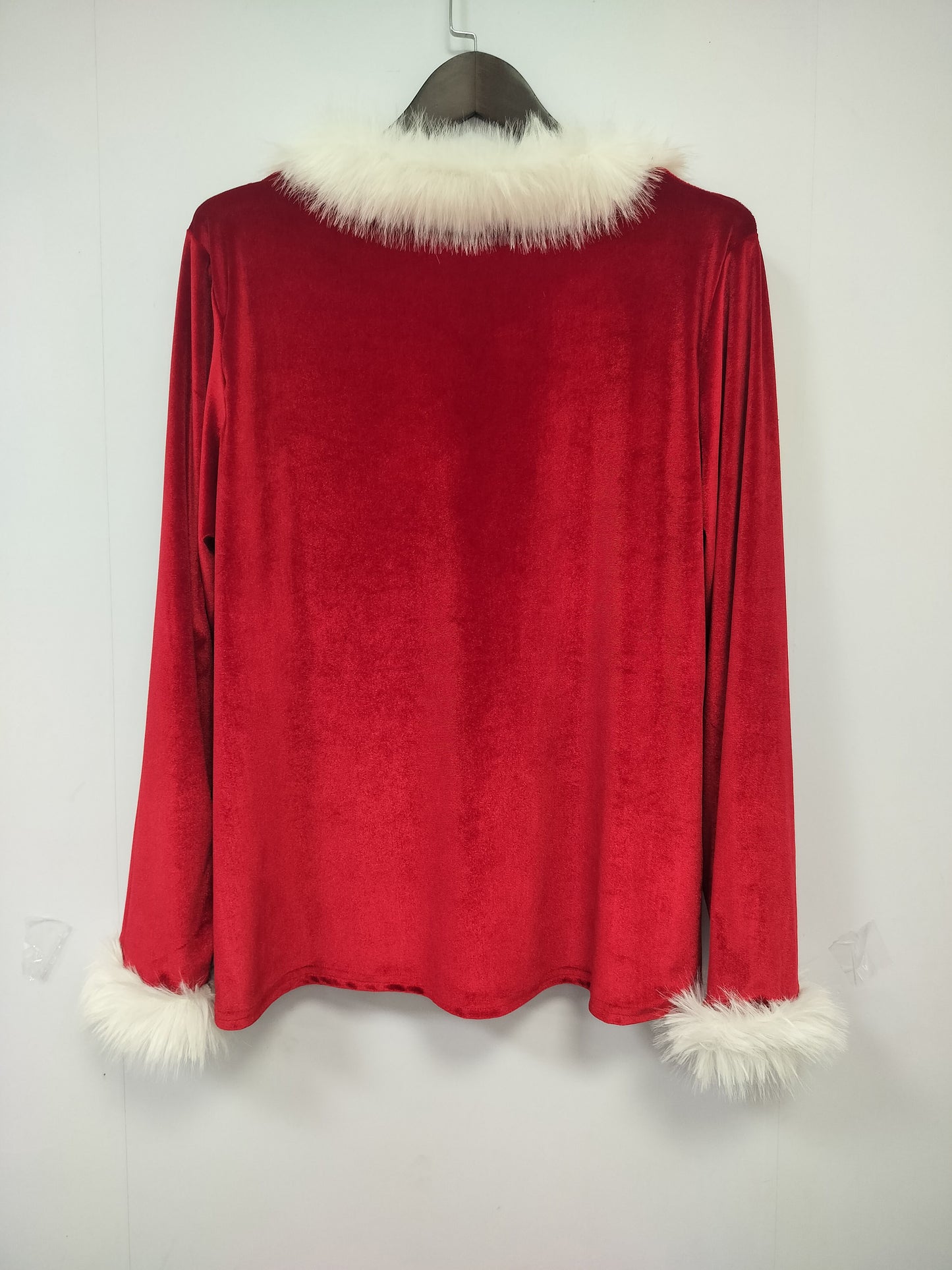 Plus Size - Plus Size - Plus Size, Women'S Elegant Plus Size Christmas Sweater - Long Sleeve Round Neck Winter Warmth with Collar Trim, Stretchy Fabric for Holiday Parties & Casual Attire, Red & Contrast Collar, Ladies Christ