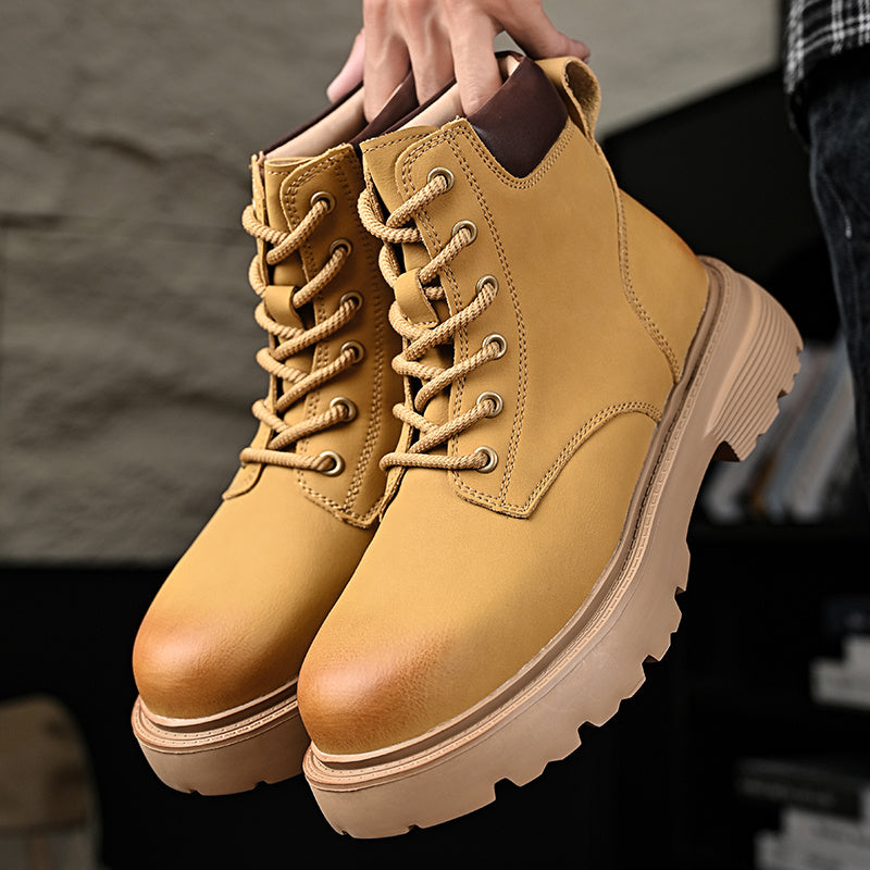 Men's All-Season Mustard Short Lace-Up Riding Boots