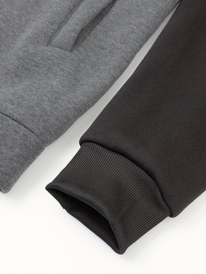 Men's Colorblock Hooded Jacket For Sports Outdoor, Stylish Leisure Outwear