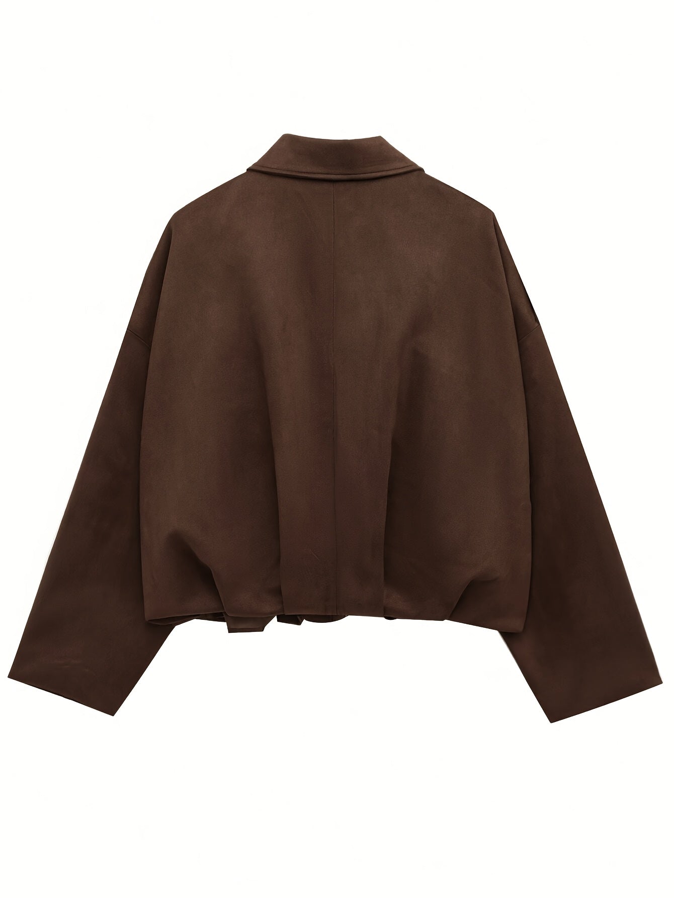 Women'S Vintage Bomber Jacket - Loose Fit Long Sleeve Zip-Up with Drop Shoulder Design, Brown Casual Outerwear for Fall/Winter, Non-Stretch Fabric, Perfect for Casual Attire, Autumn Winter Jacket | Vintage Bomber Style | Zipp