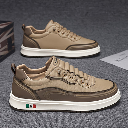 FC06 Men'S Casual Sneakers - Black  White Low-Top Lace-Up Shoes with Italian Flag Design, Faux Cover Upper, Cushioned PVC Sole, Breathable Fabric Lining for All-Season Comfort, Everyday Footwear, Modern Sneakers, Fabric Line