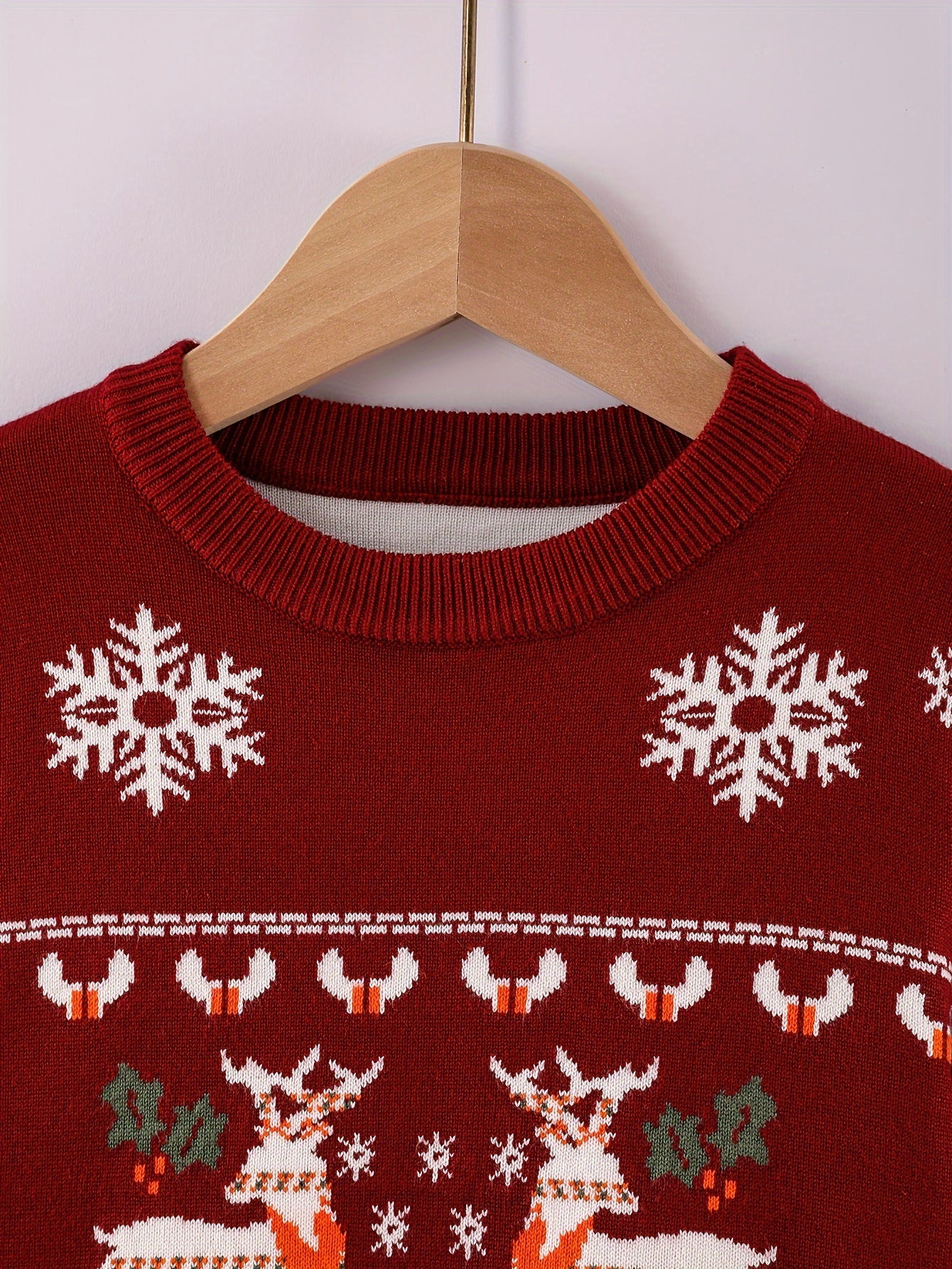 Boys' Sweater Christmas Autumn Winter Casual Fashion Sweet Romantic Loose Comfortable Round Neck Pullover Suitable for Daily Wear, Vacation, and School Knitwear