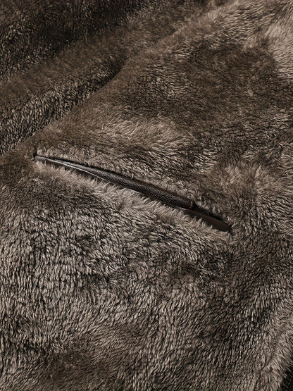 Men'S Faux Leather Jacket with Fleece Lining, a Warm Winter Coat Featuring a Stand Collar And Zip Closure, Stylish Casual Menswear, Available in Black/Brown Fashionable Motorcycle Jacket, Windproof And Warm, Perfect for Cold