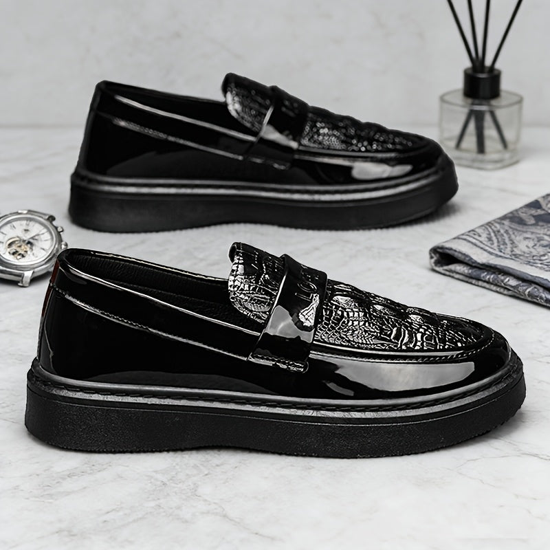 Men's Black PU Leather Casual Business Lace-Up Shoes