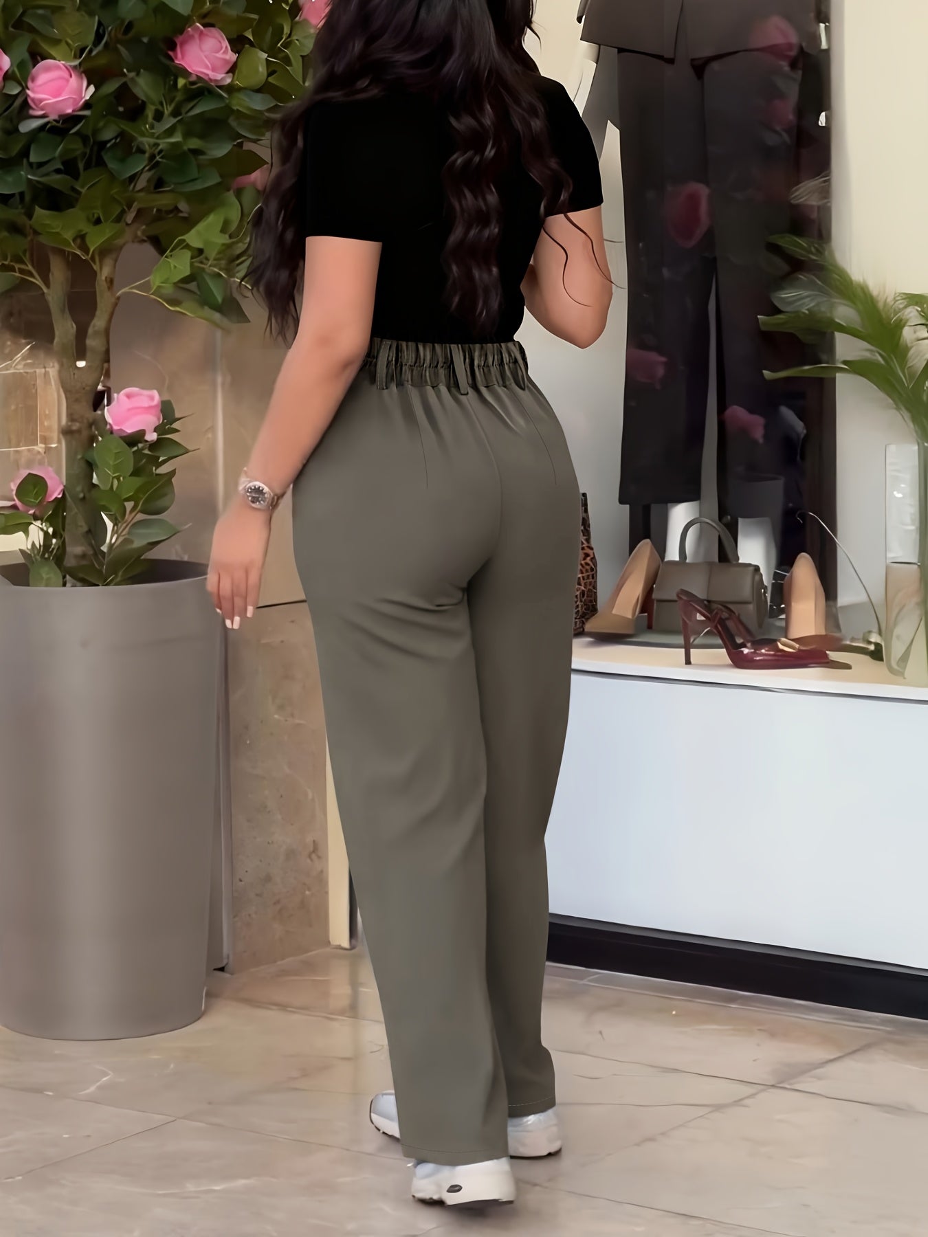 Women's Casual Slim-Fit Solid Color Long Pants