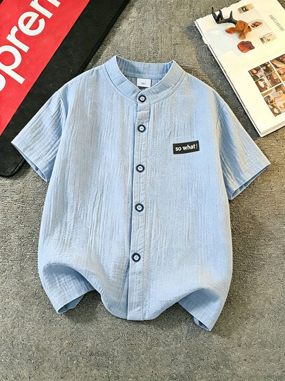 Kids' Casual Cotton Cardigan Shirt, Lightweight Summer Top