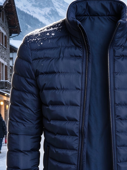 Men's Casual Stand Collar Zipper Jacket for Fall and Winter