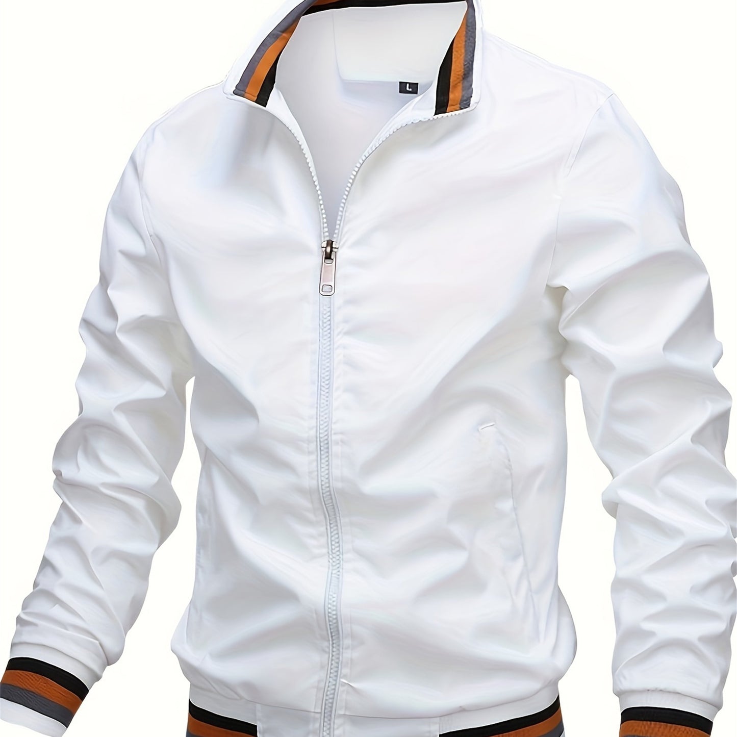 Men's Vintage-Inspired Hip Hop Baseball Jacket - Casual Sports Outerwear with Stand Collar, Zip-Up, Polyester - Perfect for Fall/Winter