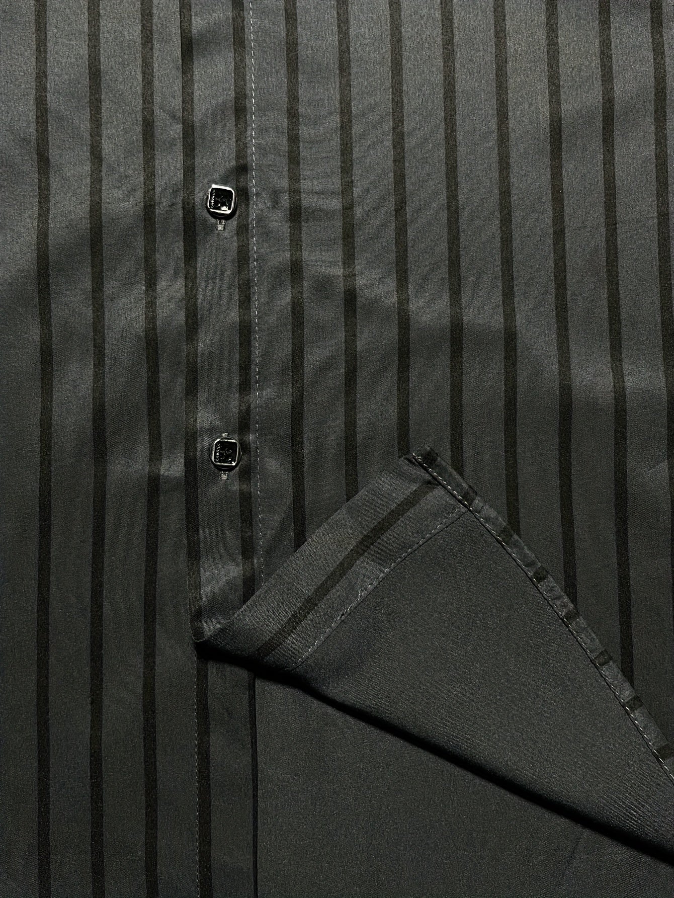 Men's Slim-Fit Striped Long Sleeve Shirt - Polyester, Machine Washable, Business Casual Style for Spring/Fall, 1856 Print, Hexagon Collar