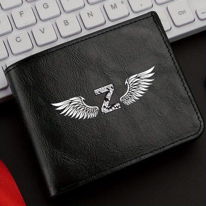 Wing Letter Print Faux Leather Wallet - Casual Fold Design with Credit Card Slots and Coin Purse, Perfect Valentine's Day Gift