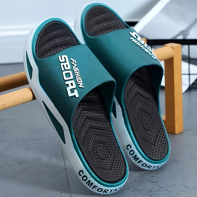 Trendy Oversized Flat Slippers for Home, Bathroom, And Indoor Use; Lightweight Soft-Soled Suitable for Outdoor Sports And Comfortable Beach Outings. - ayq