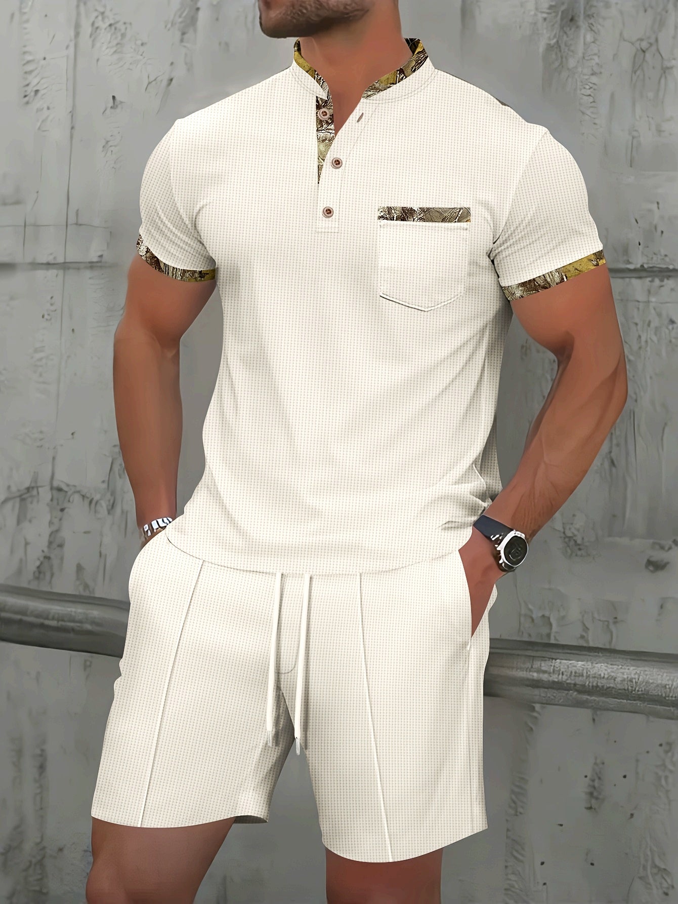 Men's Casual Summer Suit Set - Short Sleeve Shirt & Shorts
