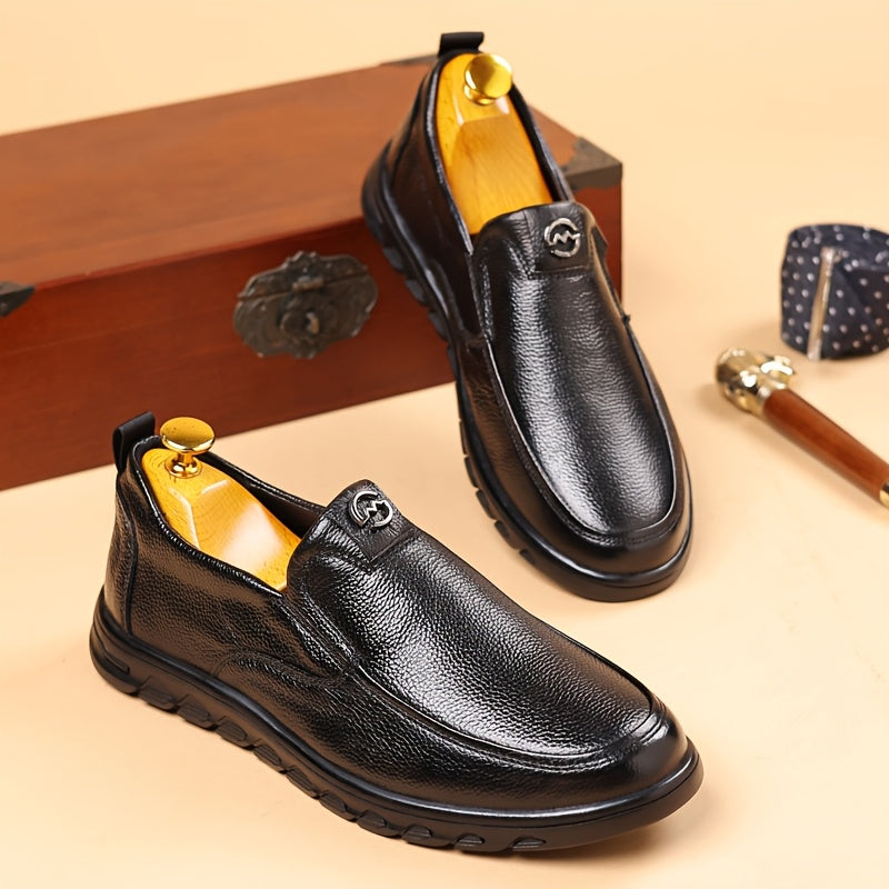 Men's Casual Cow Leather Slip-On Driving Shoes All-Season