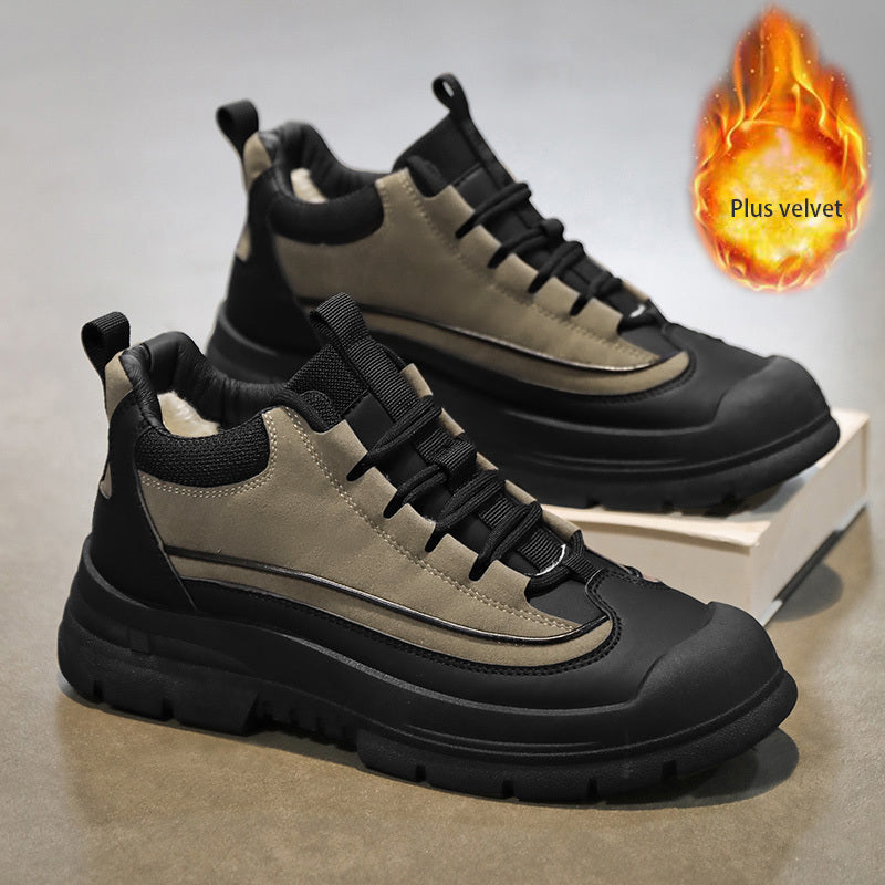 Men's Winter Casual Soft-Soled Lace-Up Shoes, Korean Style