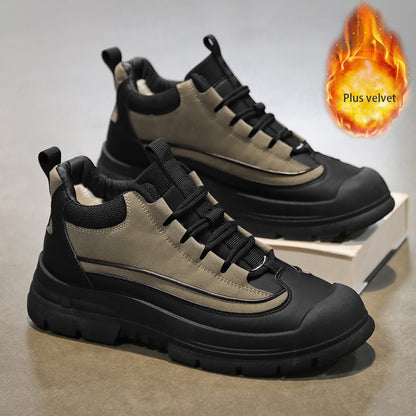 Men's Winter Casual Soft-Soled Lace-Up Shoes, Korean Style