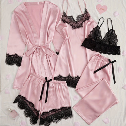 Ice Sensation Color Ding Lei Contrast Lace Patchwork Multi-Piece Set