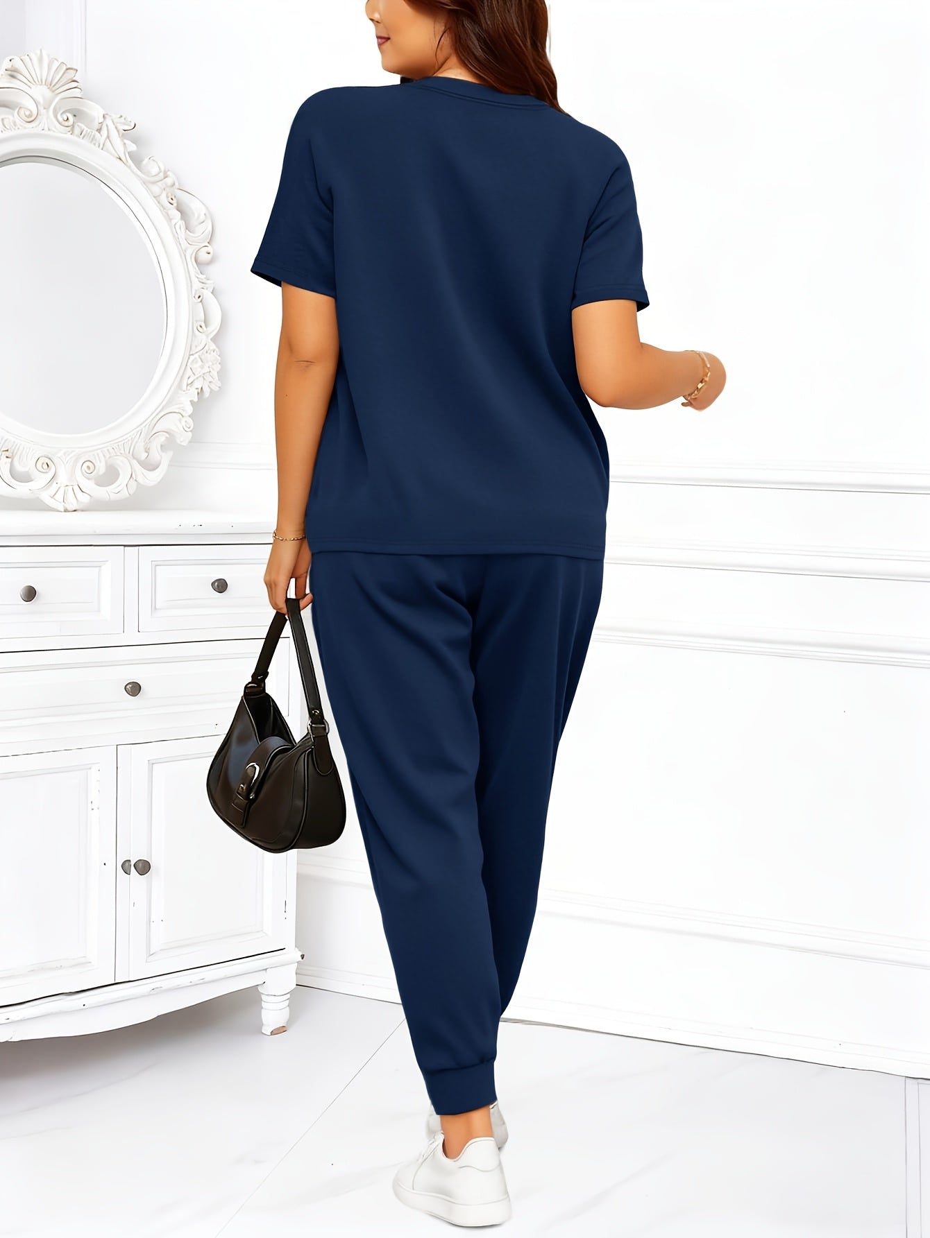 Plus Size Women's 2pcs Casual Lounge Set with Joggers & T-Shirt