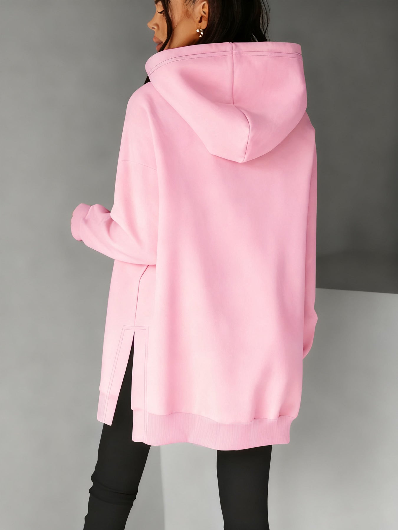 Women’s Casual Hooded Hoodie with Side Slits for Fall & Winter