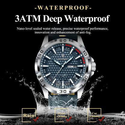 POEDAGAR Men's Casual Quartz Watch with Date & Waterproof