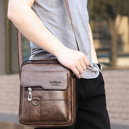 New Men's shoulder bag fashion leisure bag small satchel vertical handbag business Men's diagonal bag [zipper direction random]