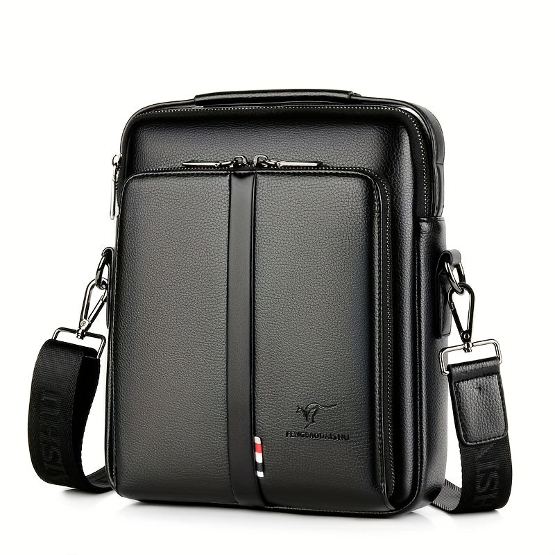 Men'S Genuine Backpack - Adjustable Strap, Multiple Compartments, Large Capacity for Daily Commute  Business, Black, Commuting Backpack, Sleek Design, Textured Finish